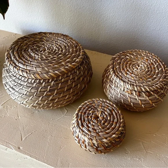 Sea Grass Woven Nesting Storage Baskets Set of 3 Home Decor Table Decor … - Picture 3 of 6